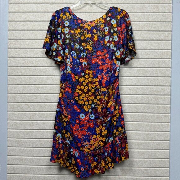 Dresses & Skirts - Anthropologie Floral Boho Ruffle Mini Dress Butterfly Sleeves Black Sz 2